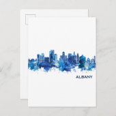 Albany New York Skyline Blue Einladungspostkarte (Vorne/Hinten)