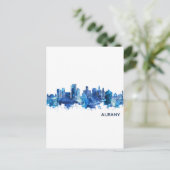 Albany New York Skyline Blue Einladungspostkarte (Stehend Vorderseite)