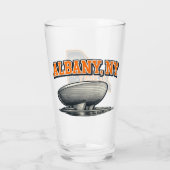 Albany New York State Outline Map Label Design Glas (Rückseite)