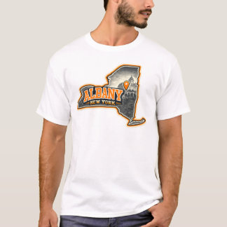 Albany New York State Umrisskarte Label Design T-Shirt