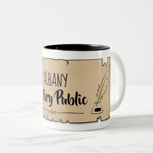 Albany Notary Public Scroll Feather Quill Zweifarbige Tasse (VorderseiteRechts)