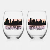 Albany NY City Skyline Beer Weinglas Ohne Stiel (Vorderseite)