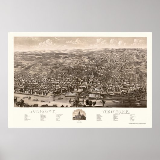 Albany, NY Panoramic Map - 1879 Poster (Vorne)