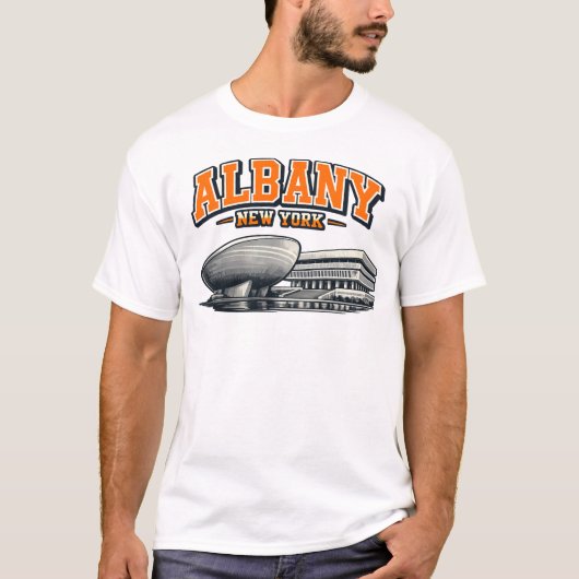 Albany, NY The Egg Retro Collegiate Design T-Shirt (Vorderseite)