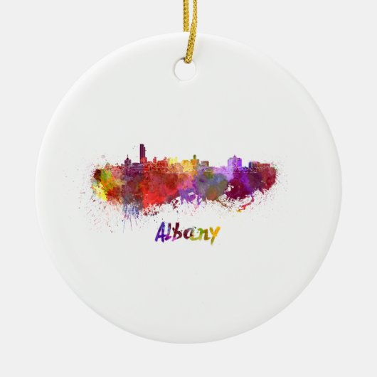 Albany skyline im Watercolor Keramikornament (Vorne)