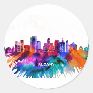 Albany Skyline Runder Aufkleber