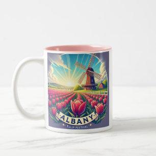 "Albany Tulip Festival Eine Feier des Frühlings Zweifarbige Tasse