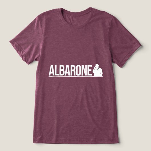Albarone Gangster Silhouette Graphic - White Tri-Blend Shirt (Design Vorderseite)