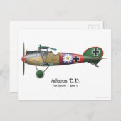 Albatros D.V. ww1 German Fighter Flugzeug Bäumer Postkarte (Vorne/Hinten)