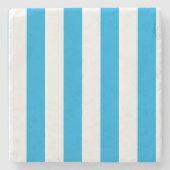 Albatross Blau und Weiß Streifen Steinuntersetzer (Vorderseite)