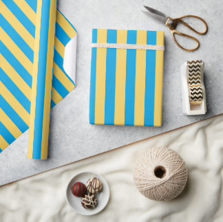 Albatross blaues und gelbes Streifenpapier Geschenkpapier