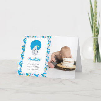 Albatross Blue und White Birthday Party Dankeskarte