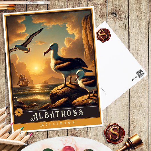 Albatross | Niedliche Vintage Tierpostkarte Postkarte
