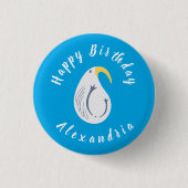 Albatross - Ocean Theme Happy Birthday Blue White Button (Vorderseite)