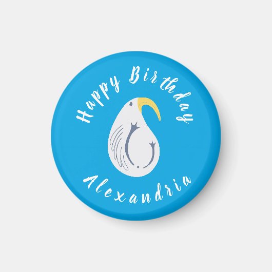 Albatross - Ocean Theme Happy Birthday Blue White Magnet (Vorne)