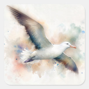 Albatross Wasserfarben Kunst Quadratischer Aufkleber