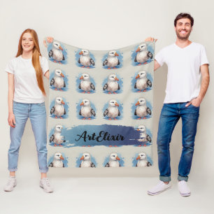 Albatross Watercolor Kawaii Print Fleecedecke