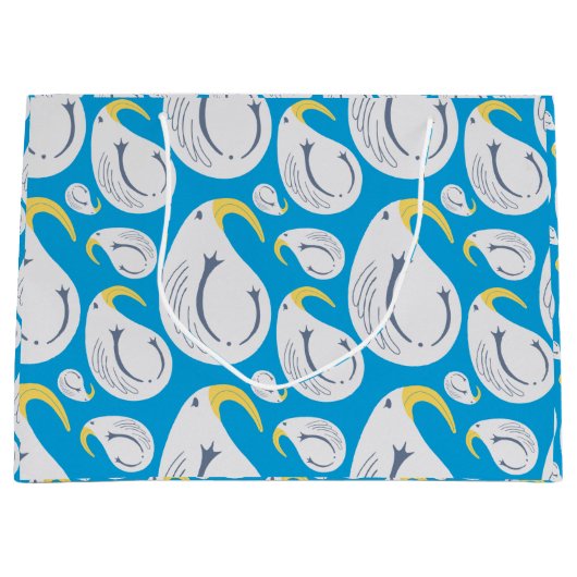 Albatross Weiß, Blau, Gelb, Grau, Große Geschenktüte (Vorderseite)