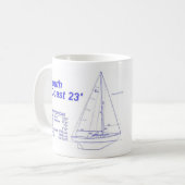 Alberg entwarf Segelboot der Südküsten-23 Kaffeetasse (Vorderseite Links)