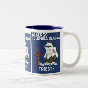Albergo Columbia Genoa ~ Trieste Zweifarbige Tasse
