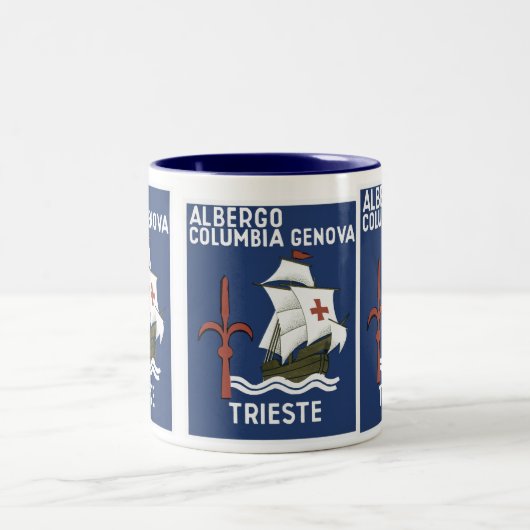 Albergo Columbia Genoa ~ Trieste Zweifarbige Tasse (Mittel)