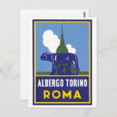 Albergo Torino Roma Travel Poster Postkarte (Vorne/Hinten)