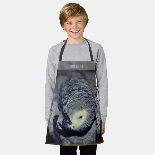 Albern-Afrikanischer Grau-Papagei Personalisiert Schürze (Getragen)