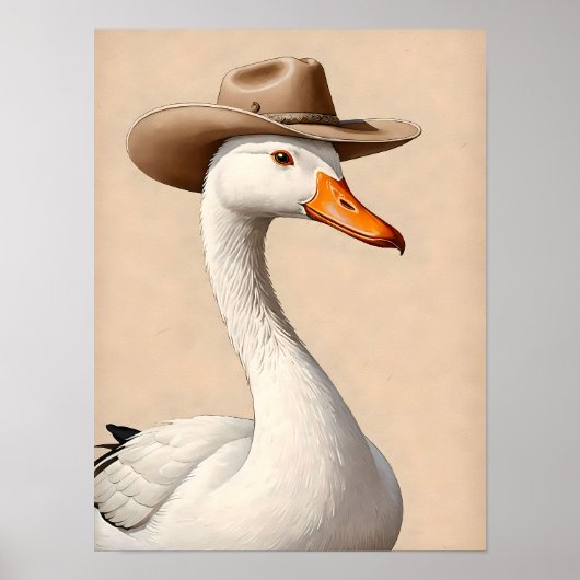 Albern Cowboy Goose - Quirky Western Mauer Kunst Poster (Vorne)