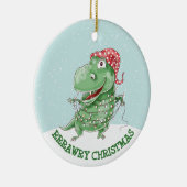 Albern Dinosaurier Personalisiert Weihnachten Keramik Ornament (Rechts)