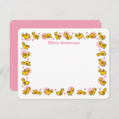 Albern Duckies Pink Baby Dusche Danke Karte (Vorne/Hinten)