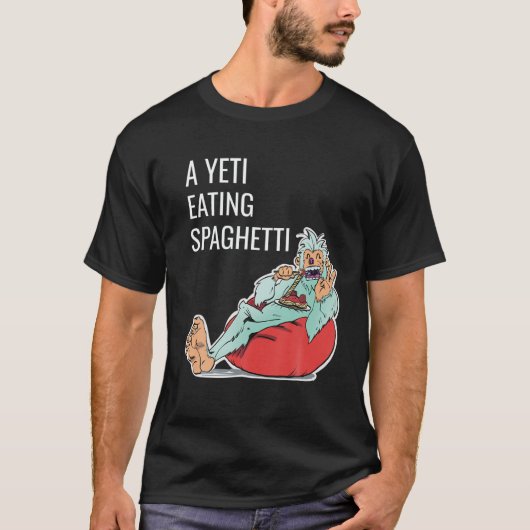 Albern, eine Yeti essen Spaghetti Illustration für T-Shirt (Vorderseite)