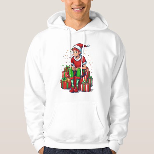 Albern Funny Christmas Weihnachtsmann Elf Kind Hoodie (Vorderseite)