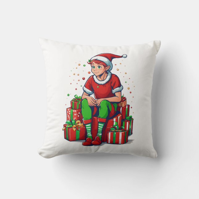 Albern Funny Christmas Weihnachtsmann Elf Kind Kissen (Vorderseite)