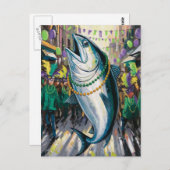 Albern Funny Happy Mardi Gras Fish Postkarte (Vorne/Hinten)