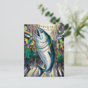 Albern Funny Happy Mardi Gras Fish Postkarte