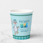 Albern Gänse 1. Geburtstag Blauer Junge Pappbecher (Vorderseite)