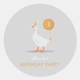 Albern Gänse 1. Geburtstag Gastgeschenk Runder Aufkleber