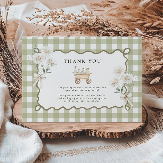 Albern Gänse 1. Geburtstag Gingham Dankeskarte