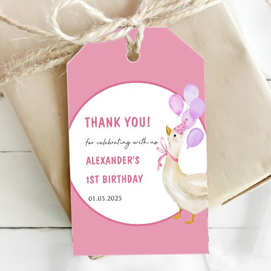 Albern Gänse 1. Geburtstag Party Geschenkanhänger