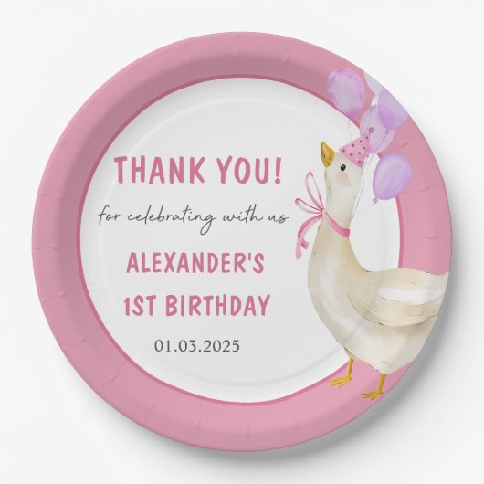 Albern Gänse 1. Geburtstag Party Pappteller (Vorderseite)