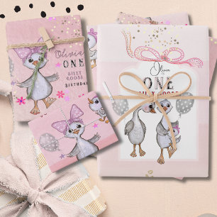 Albern Gänse 1. Geburtstagswrapping Paper-Set Geschenkpapier Set