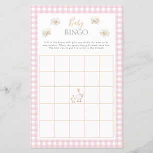 Albern Gänse Baby Bingo Whimsical Pink Duschspiel Flyer