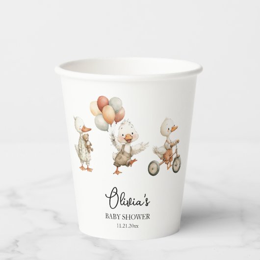 Albern Gänse Baby Dusche personalisierte Papiertüc Pappbecher (Vorderseite)