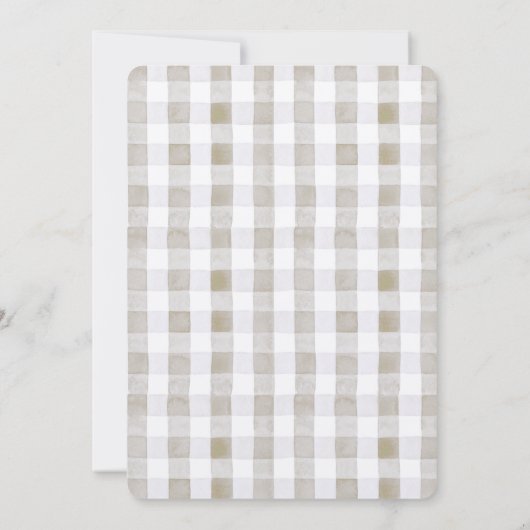 Albern Gänse Beige Gingham Baby Dusche Einladung (Rückseite)