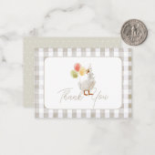Albern Gänse Beige Gingham Baby Dusche Vielen Dank Mitteilungskarte (Vorderseite/Rückseite Beispiel)