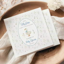 Albern Gänse Blauer Rahmen Baby Dusche Napkins Serviette