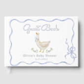 Albern Gänse Blue Bow Baby Dusche Gästebuch (Vorderseite)