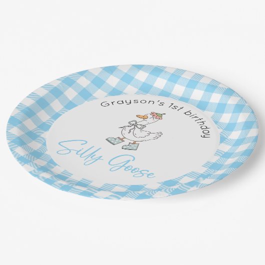Albern Gänse Blue Geburtstag Pappteller (Schrägansicht)