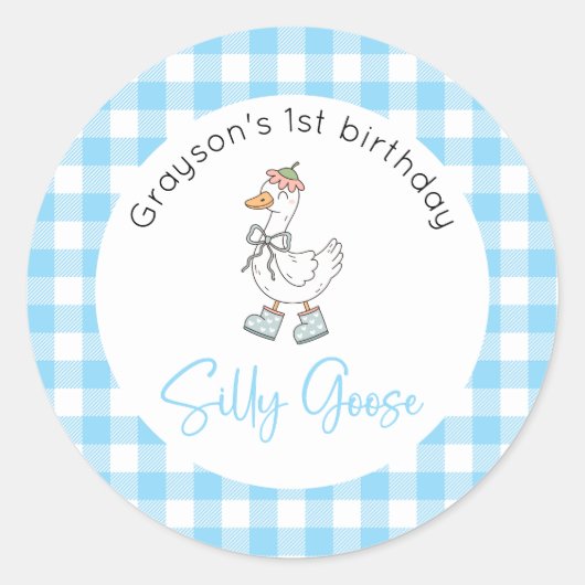 Albern Gänse Blue Geburtstag Runder Aufkleber (Vorderseite)