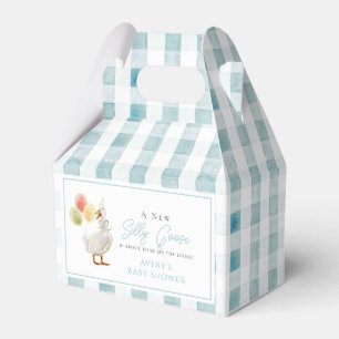 Albern Gänse Blue Gingham Baby Dusche Geschenkschachtel